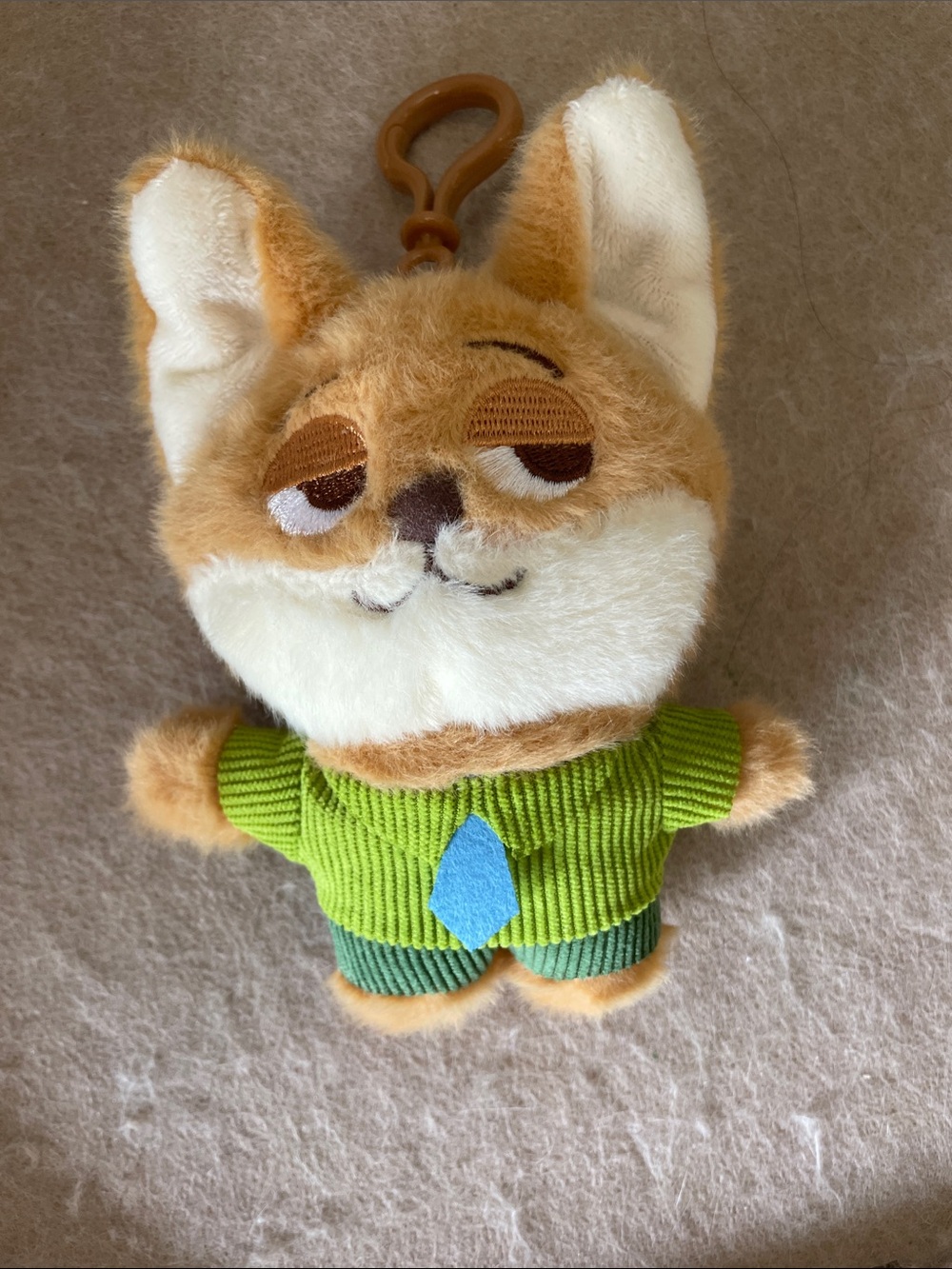 Cute Plush Fox Keychain with Green Sweater